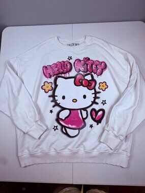 Hello Kitty Sanrio Primark Womens Sweatshirt Size M White Kawaii Y2K Graphic Pul